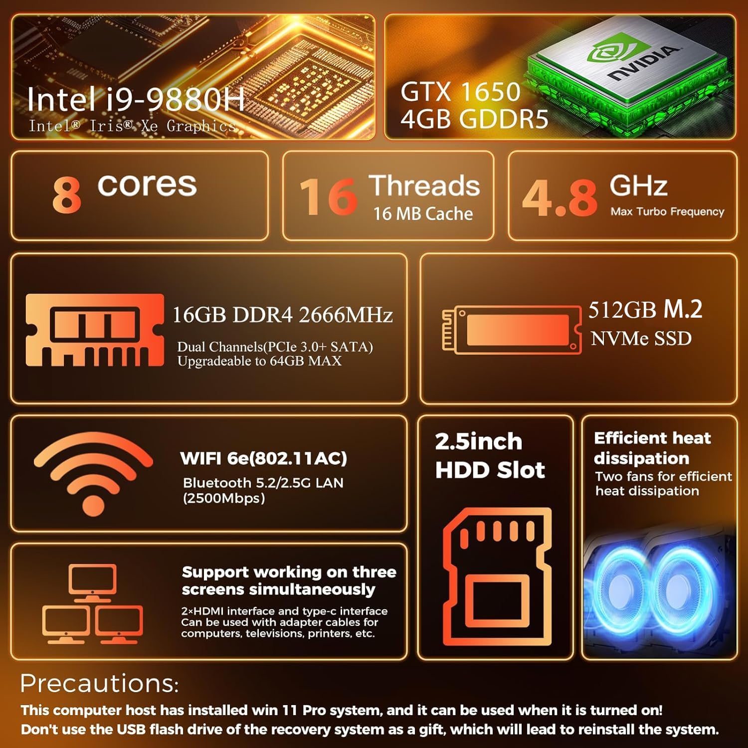 Amazon.co.jp: ミニゲーミングPC、Intel Core i9-9880HK NVIDIA